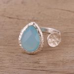 Chalcedony wrap ring, 'Glacial Desire' - Blue Chalcedony Sterling Silver Wrap Ring from India