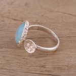 Chalcedony wrap ring, 'Glacial Desire' - Blue Chalcedony Sterling Silver Wrap Ring from India