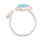 Chalcedony wrap ring, 'Glacial Desire' - Blue Chalcedony Sterling Silver Wrap Ring from India