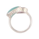 Chalcedony and amethyst wrap ring, 'Luminous Harmony' - Blue Chalcedony and Amethyst Sterling Silver Wrap Ring