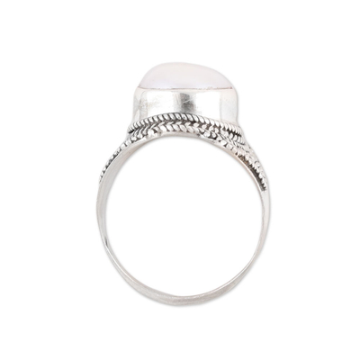 Cultured pearl cocktail ring, 'Pearl Glamour' - Cultured Freshwater Pearl and Sterling Silver Cocktail Ring