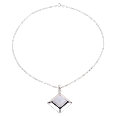 Rainbow moonstone pendant necklace, 'Heavenly Kite' - Rainbow Moonstone and Sterling Silver Pendant Necklace