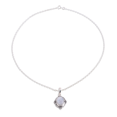 Rainbow moonstone pendant necklace, 'Divine Allure' - Rainbow Moonstone and Sterling Silver Pendant Necklace