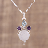 Multi-gemstone pendant necklace, Alluring Trinity