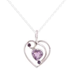 Amethyst pendant necklace, 'Precious Heart' - Hand Crafted Amethyst and Sterling Silver Pendant Necklace