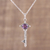 Amethyst pendant necklace, 'Key to Paradise' - Handmade Key Pendant Necklace with Amethyst from India