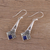Lapis lazuli dangle earrings, 'Timekeeper' - Lapis Lazuli and Sterling Silver Dangle Earrings from India