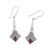 Garnet dangle earrings, 'Timekeeper' - Garnet and Sterling Silver Dangle Earrings from India