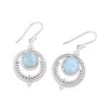 Larimar dangle earrings, 'Lunar Delight' - Larimar and Sterling Silver Dangle Earrings from India