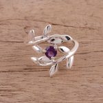 Amethyst cocktail ring, 'Lavender Branches' - 925 Sterling Silver Amethyst Cocktail Ring from India
