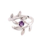 Amethyst cocktail ring, 'Lavender Branches' - 925 Sterling Silver Amethyst Cocktail Ring from India