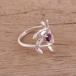 Amethyst cocktail ring, 'Lavender Branches' - 925 Sterling Silver Amethyst Cocktail Ring from India