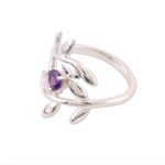 Amethyst cocktail ring, 'Lavender Branches' - 925 Sterling Silver Amethyst Cocktail Ring from India