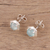 Chalcedony stud earrings, 'Aqua Grace' - 925 Sterling Silver Aqua Chalcedony Hexagon Stud Earrings (image 2c) thumbail