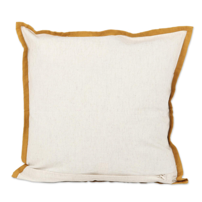 Cotton cushion covers, 'Honey Amber Panels' (pair) - Handmade 100% Cotton Block Printed Cushion Covers (Pair)