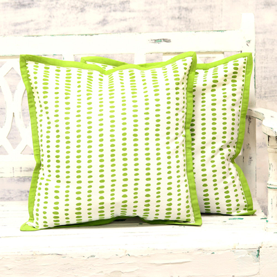 Cotton cushion covers, Green Delight (pair)
