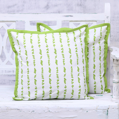 Cotton cushion covers, Green Grass (pair)