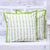 Cotton cushion covers, 'Green Grass' (pair) - Green and White Cotton Printed Grass Pair of Cushion Covers thumbail