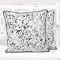 Cotton cushion covers, 'Spotted White' (pair)