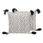 Cotton cushion covers, 'Wavy Delight' (pair) - Two Embroidered Cotton Cushion Covers Handmade in India