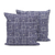 Embroidered denim cushion covers, 'Midnight Harmony' (pair) - Two Square Motif Denim Cushion Covers from India (image 2a) thumbail