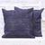 Denim cushion covers, 'Alluring Midnight' (pair) - Two Block Printed Cotton Denim Cushion Covers from India thumbail