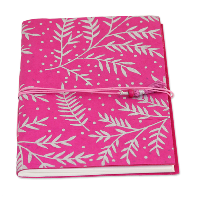 Handgeschöpftes Papiertagebuch - 60-seitiges Tagebuch mit handgeschöpftem Papier und Blattmotiven