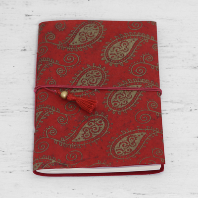Handgeschöpftes Papiertagebuch - 60-seitiges Paisley-Tagebuch mit handgeschöpftem Papier aus Indien