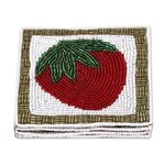 Curated gift set, 'Strawberry Fields' - Patchwork, Patterned and Beaded Table Decor Curated Gift Set