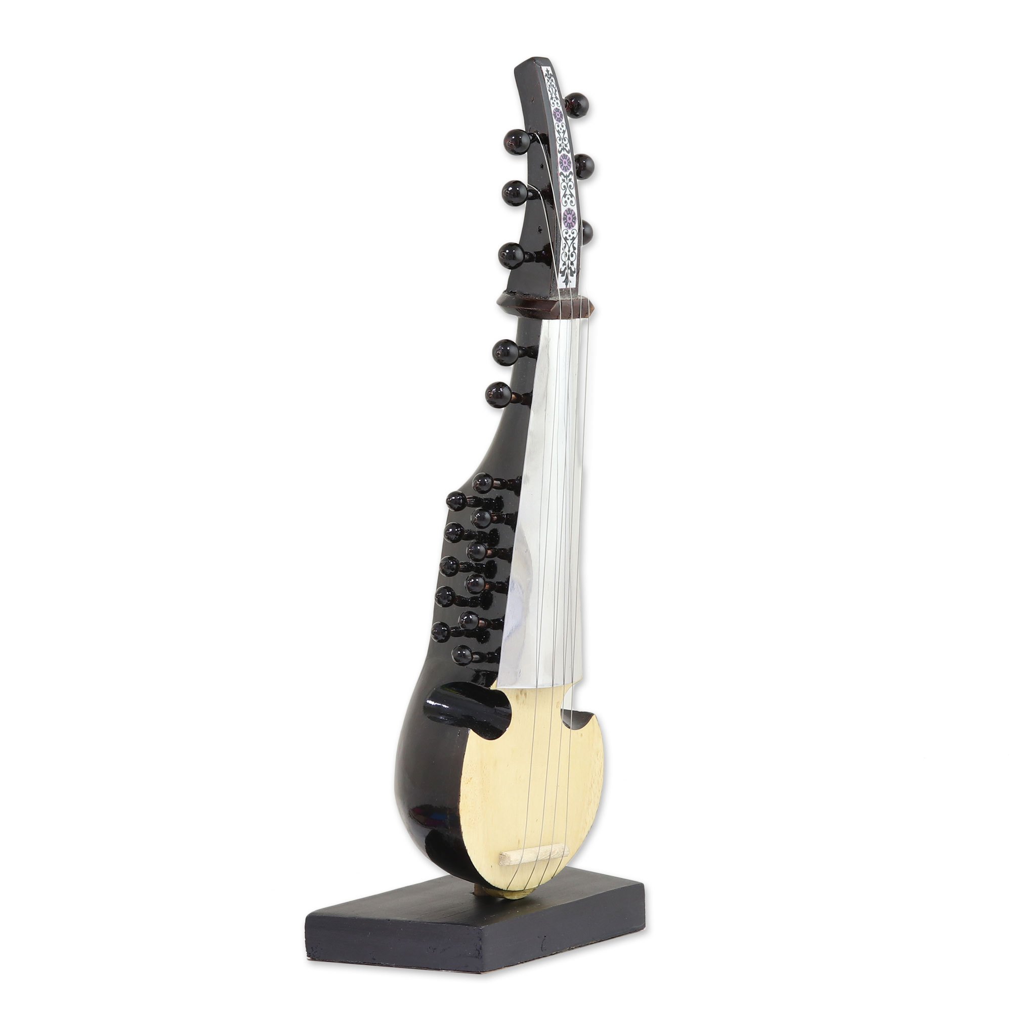 Hand Carved Miniature Replica Sarod Indian Instrument Mini Sarod NOVICA