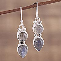Labradorite dangle earrings, 'Dusky Allure'