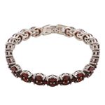 Garnet tennis bracelet, 'Scarlet Majesty' - India Handmade Garnet and Sterling Silver Tennis Bracelet