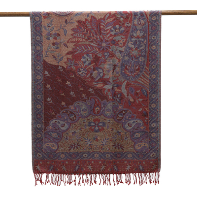 Viscose Blend Floral and Paisley Shawl from India - Paisley & Floral ...