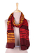 Cotton batik scarf, 'Maroon Queen' - Red and Orange Striped Crackle Batik 100% Cotton Scarf