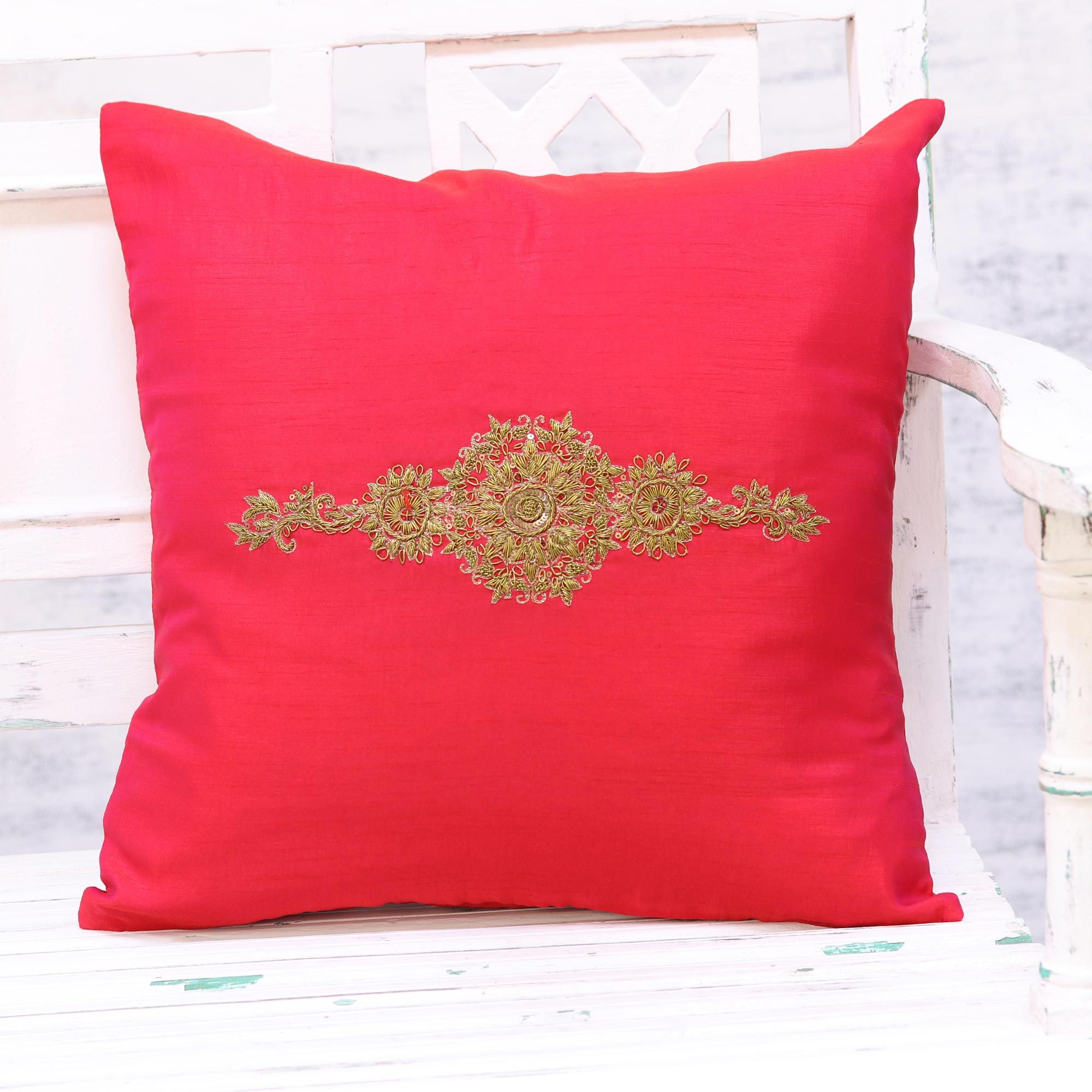 red floral pillow