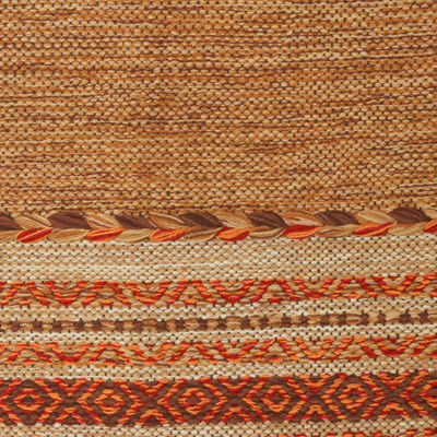 Baumwoll-Dhurrie-Teppich, 'Delhi Delight in Brown' (2x3) - Handgewebter geometrischer Dhurrie-Teppich aus Baumwolle aus Indien (2x3)