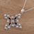 Garnet and cultured pearl pendant necklace, 'Royal Cross' - Garnet and Cultured Pearl Pendant Necklace from India