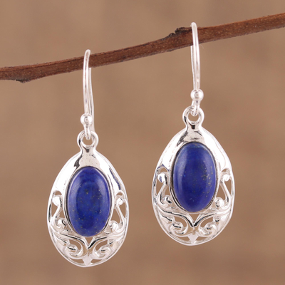 Lapis lazuli dangle earrings, 'Deepest Desire' - Lapis Lazuli and Sterling Silver Dangle Earrings