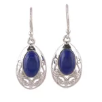 Lapis lazuli dangle earrings, 'Deepest Desire' - Lapis Lazuli and Sterling Silver Dangle Earrings