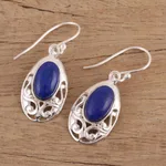 Lapis lazuli dangle earrings, 'Deepest Desire' - Lapis Lazuli and Sterling Silver Dangle Earrings