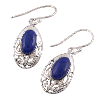 Lapis lazuli dangle earrings, 'Deepest Desire' - Lapis Lazuli and Sterling Silver Dangle Earrings