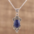 Collar con colgante de lapislázuli - Collar con colgante hecho a mano de lapislázuli y plata de ley