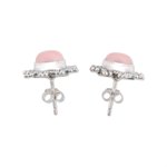 Opal button earrings, 'Starry-Eyed' - Star Shaped Pink Opal and Sterling Silver Button Earrings
