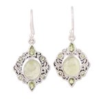 Peridot and prehnite dangle earrings, 'Glory of Green' - Peridot and Prehnite Dangle Earrings from India