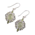 Peridot and prehnite dangle earrings, 'Glory of Green' - Peridot and Prehnite Dangle Earrings from India