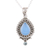 Chalcedony and blue topaz pendant necklace, 'Soul's Serenity' - Handcrafted Blue Chalcedony Pendant Necklace from India
