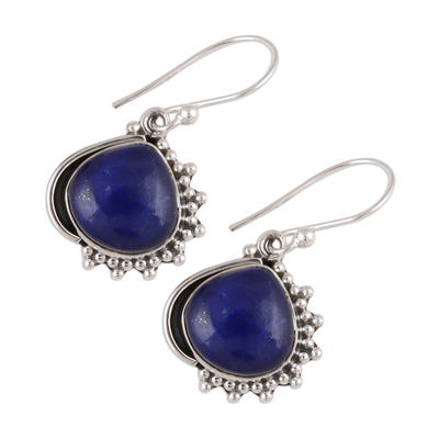 Lapis lazuli dangle earrings, 'Blue Daydream' - Handmade Lapis Lazuli 925 Sterling Silver Dangle Earrings