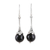 Onyx dangle earrings, 'Midnight Flower' - Handmade Onyx 925 Sterling Silver Dangle Earrings India