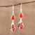 Carnelian dangle earrings, 'Fiery Bunch' - Handmade 925 Sterling Silver Carnelian Earrings India