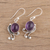 Amethyst dangle earrings, 'Pleasing Violet' - Handmade 925 Sterling Silver Amethyst Dangle Earrings